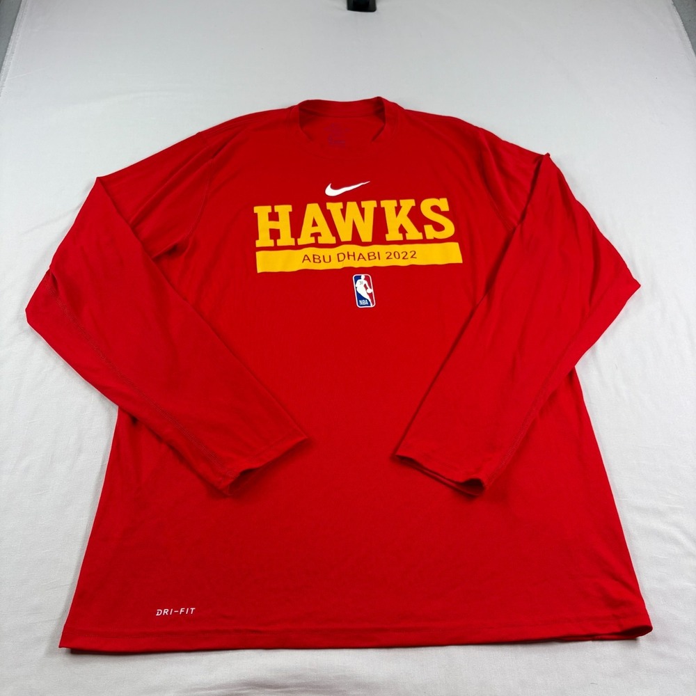 Atlanta Hawks Shirt Mens XLT Red Nike Dri Fit Player Issued 2022‎ Warm Up NBA